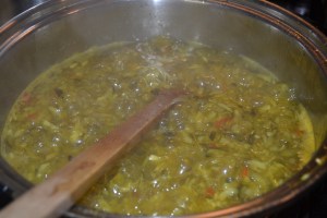 cooking relish on stove