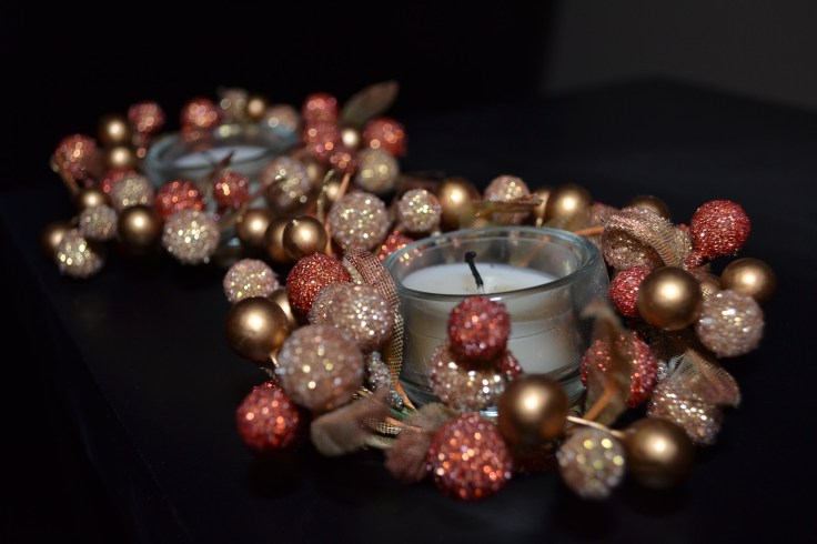 I received these two matching candles and holders from a relative for Christmas several years ago.