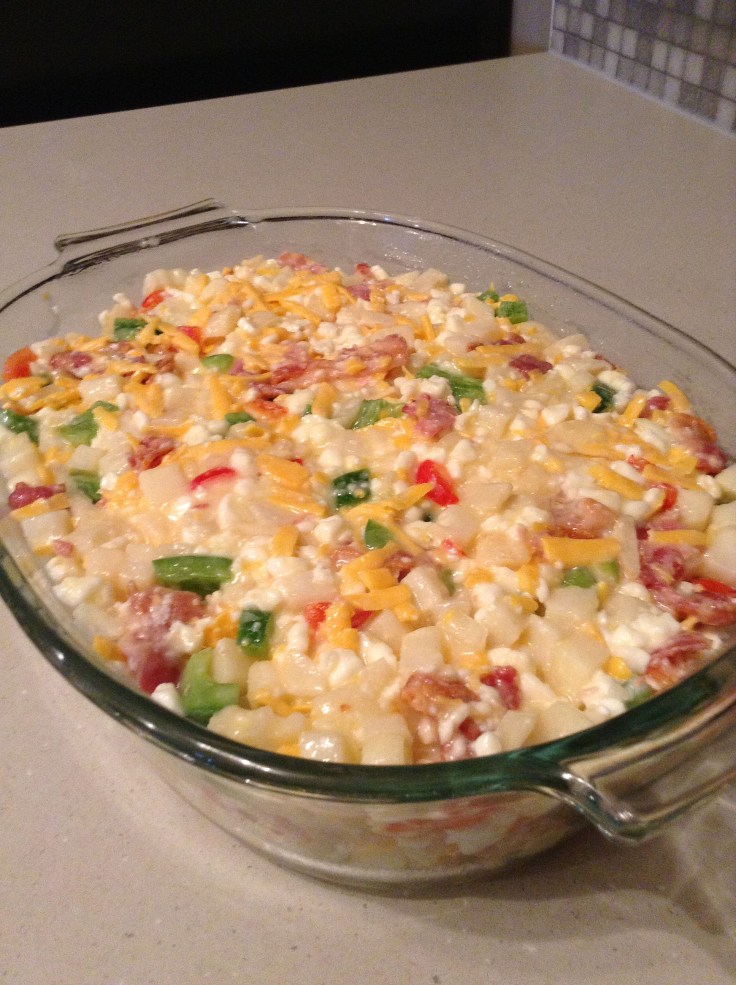 Pour it into a baking dish. 