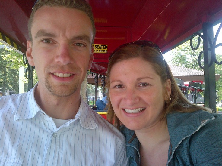 Taking a train tour of the park. 