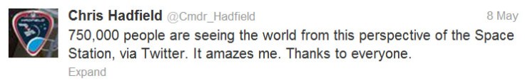 Check out Cmdr Hadfield's tweets on Twitter and his videos on YouTube.