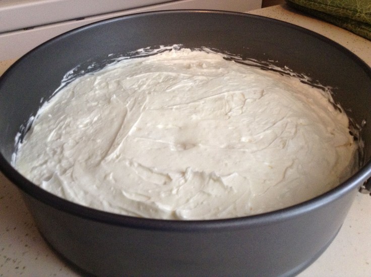 The second layer of cream cheese mixture. 