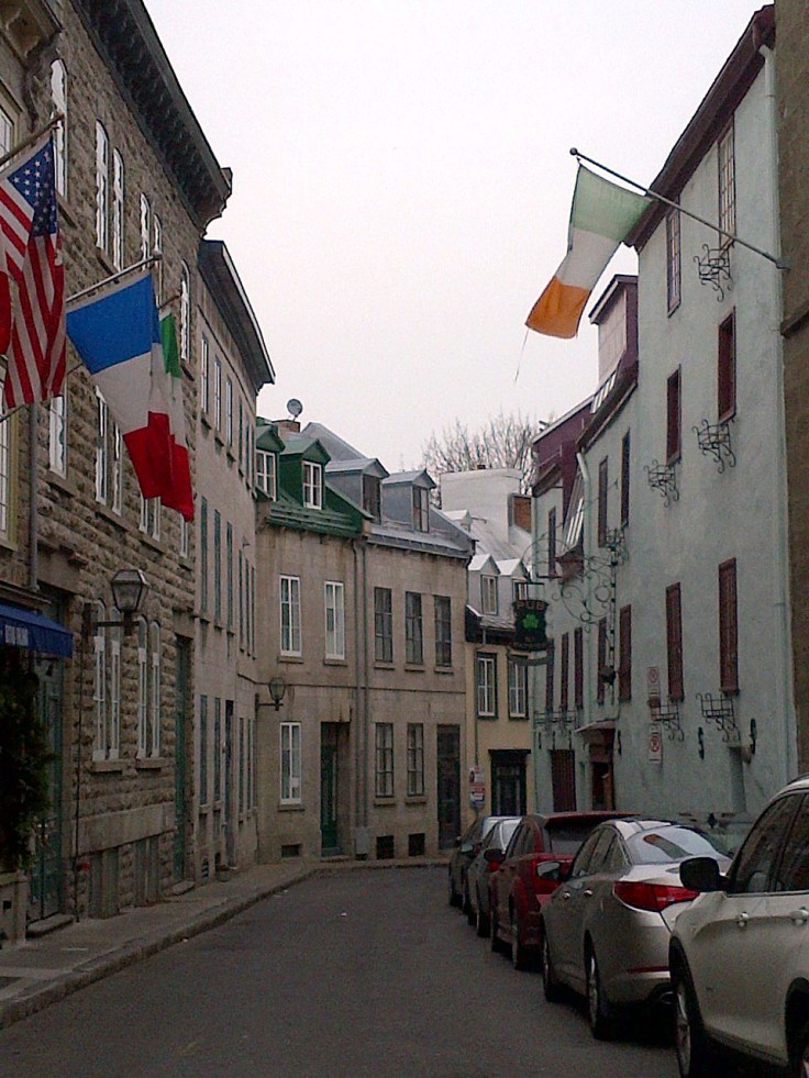 A narrow street in Old Quebec. There were many narrow cobblestone streets. 