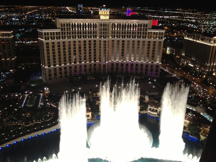 On Christmas Eve we went to the top of the Eiffel Tour and took some nice photos of the Bellagio fountains.