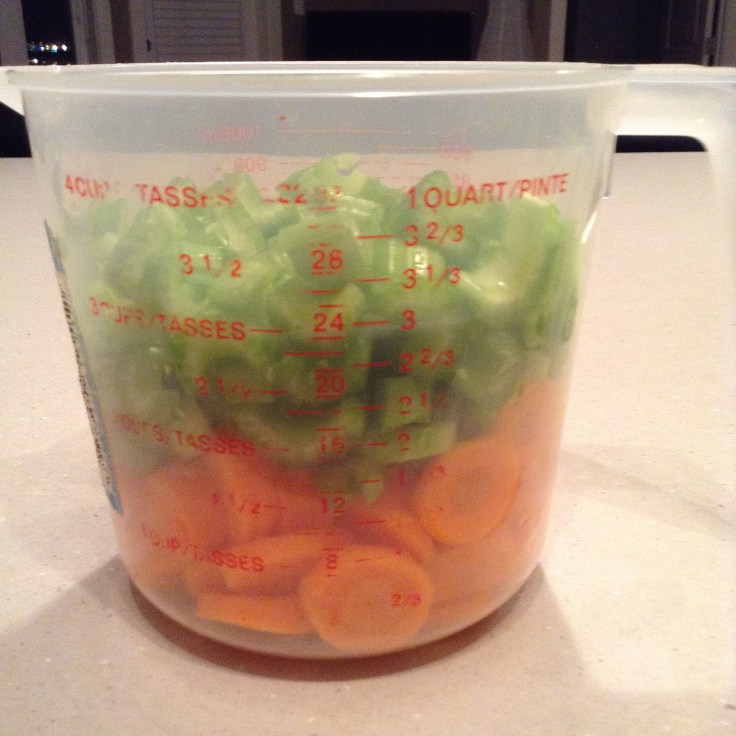 Sliced celery and carrots. 