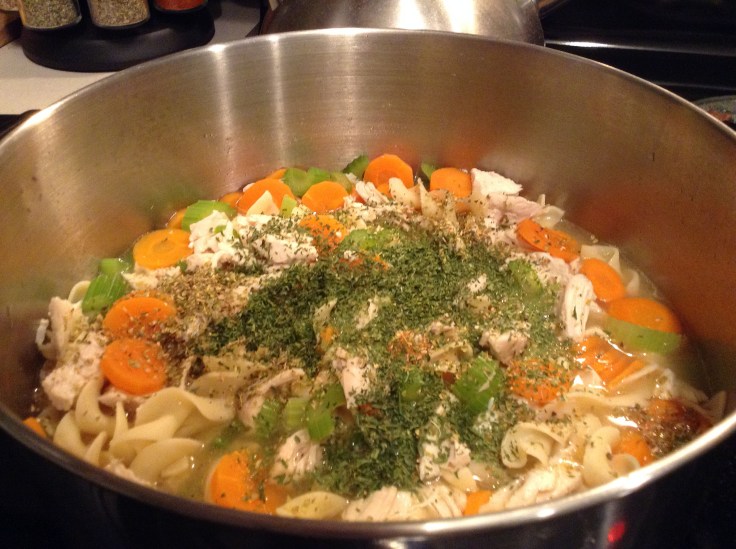 Spices added to soup. 