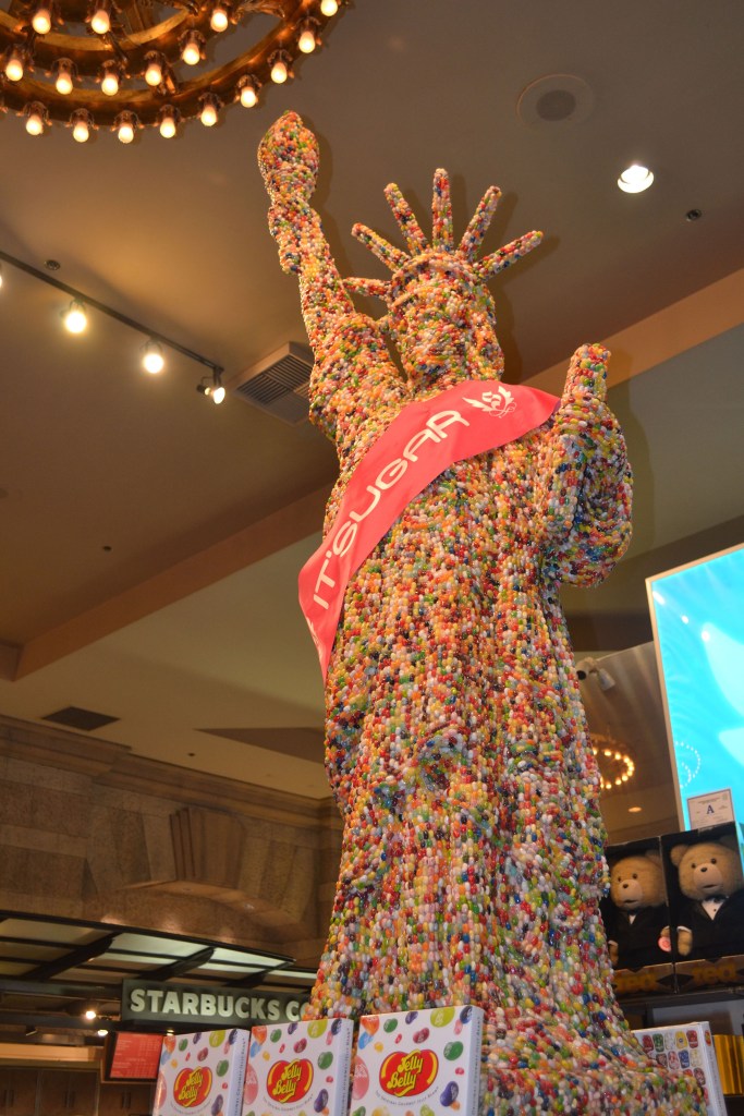 The Statue of Liberty made from Jelly Belly jellybeans in New York, New York.
